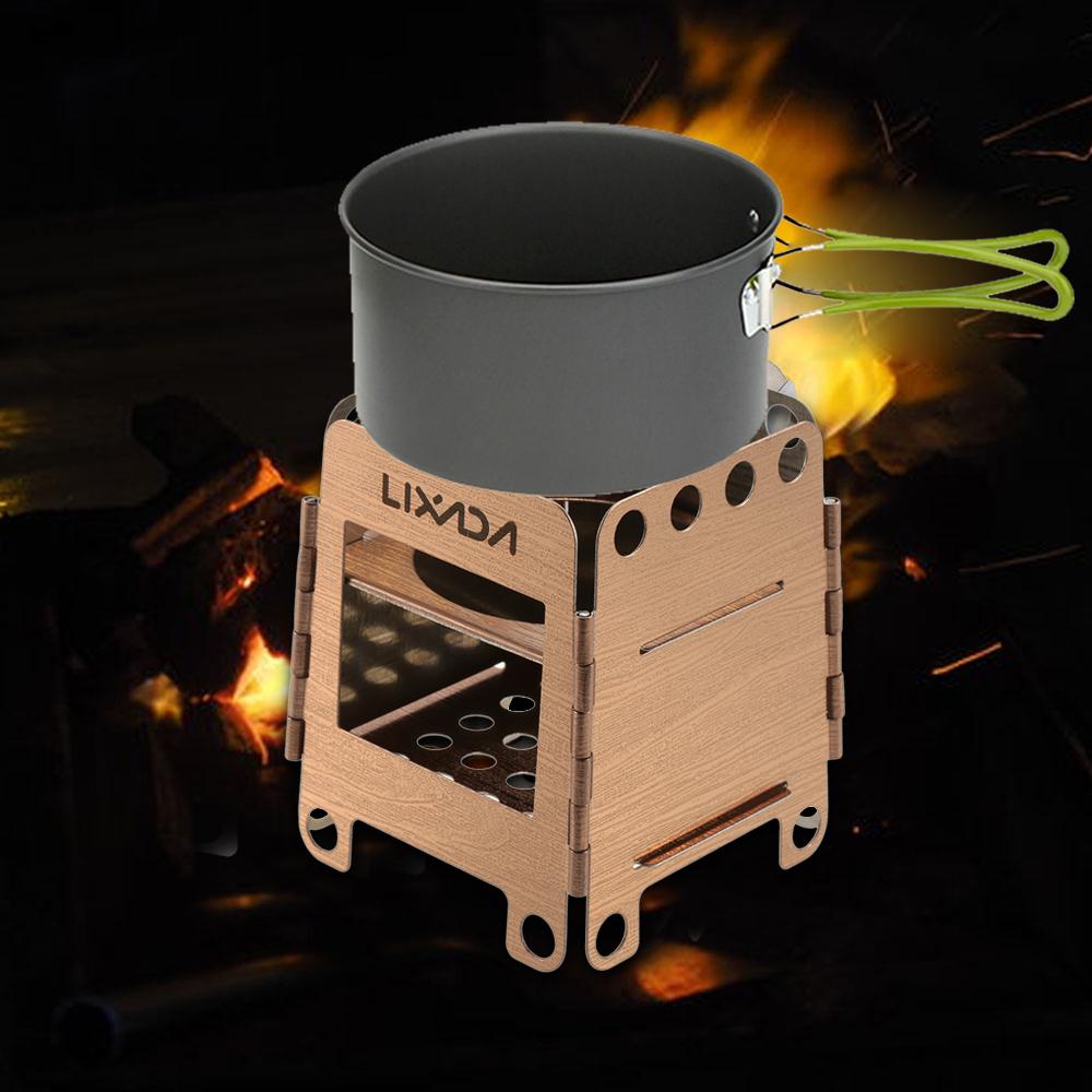 Portable Stainless Steel Lightweight Folding Wood Stove Stove Outdoor Camping Cooking Picnic Backpacking Stove