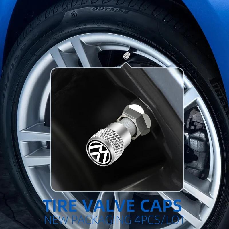 4Pcs Car Tire Valve Stems Cap Knurling Style Tire Valve Cap for Volkswagen VW GOLF POLO PASSAT TIGUAN TOURAN TOUAREG JETTA GTI