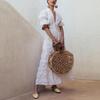 Damen Elegantes Maxikleid Sommer Spitze Tiefes V-Ausschnitt Puffärmel