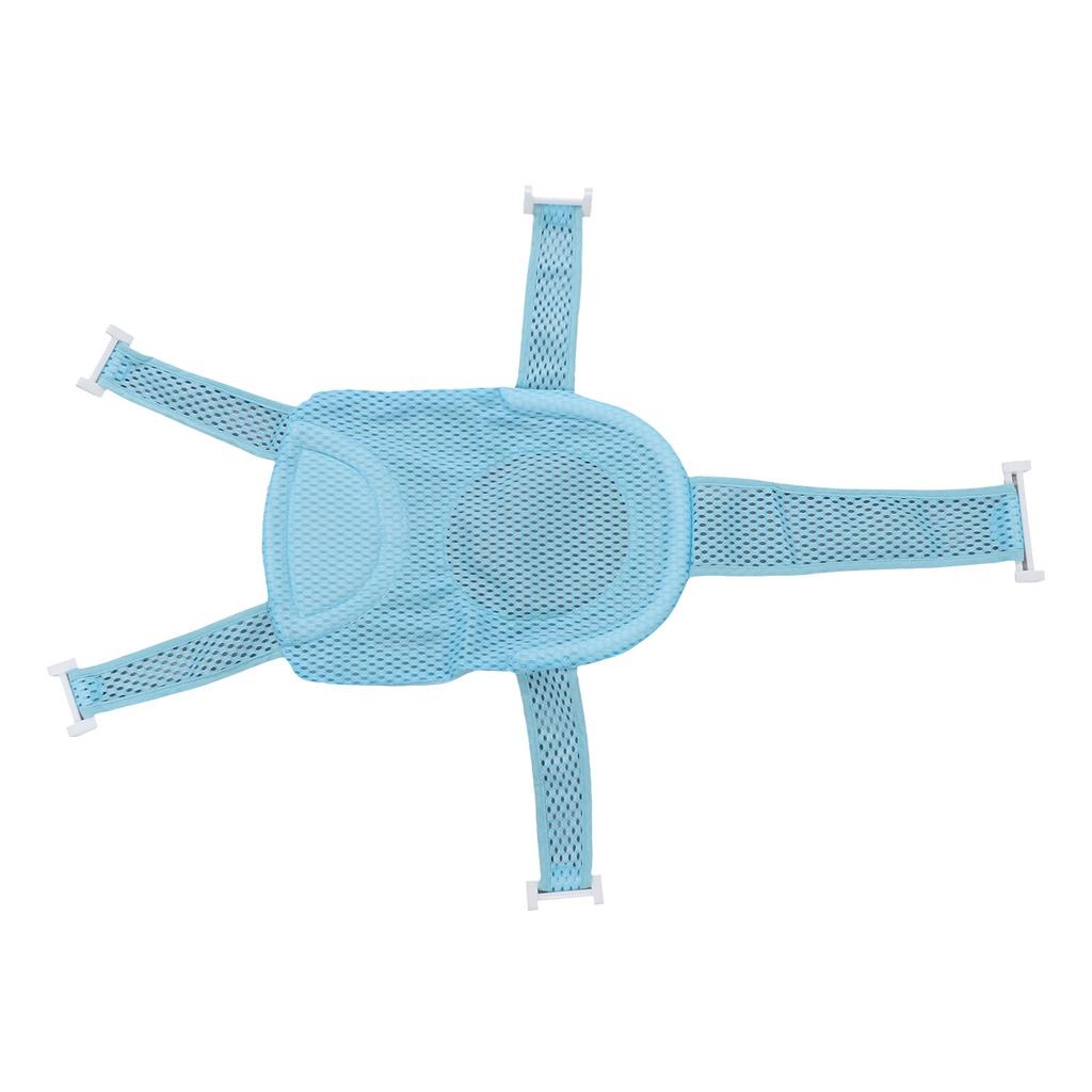 Five Corner Bath Seat Support Net Skid Proof Adjustable Universal Breathable Mesh Soft Headrest Baby Bath Net for Infant Blue