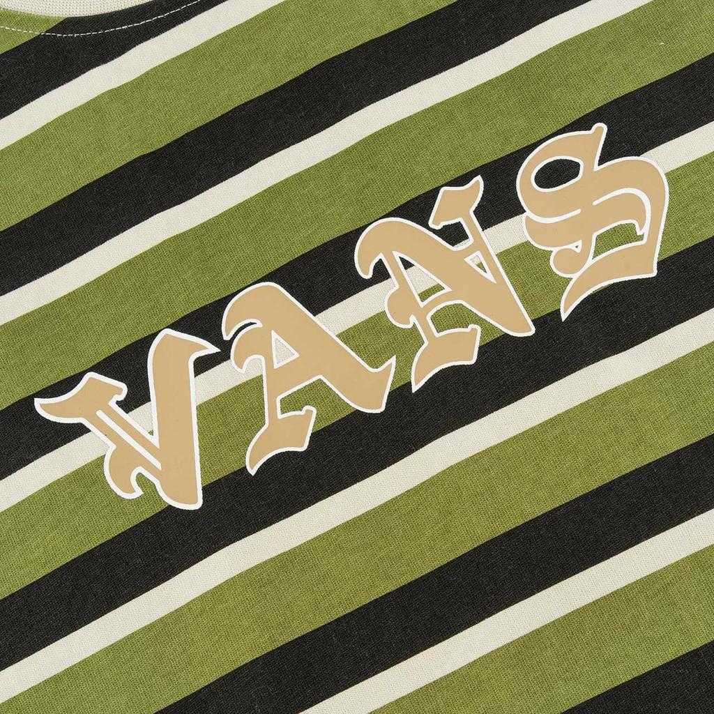 Vans SS25 Comfortable Striped Round Neck Short Sleeve T-Shirt Unisex Tops Green VN000NJFEFI