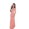 Sexy Royal Sister Collar Suspender Dress White Pink Waist Slim Sleeveless Hip Wrap Dress