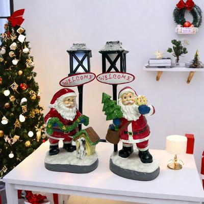 Neue Weihnachtsmann-Ornamente Leuchtender Schneemann Kunstharz-Handwerk Desktop Weihnachtsatmosphären-Dekorationen