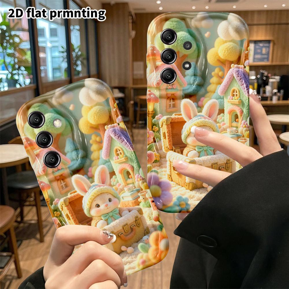Phone Case: 2D flat, fits Samsung Galaxy A34 A35 M05 M06 S20 S22 S21 FE Plus 5G protective case, forest little rabbit house, perfect Christmas and Hal