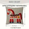 2D flat- Bohemian Folk Art Horse Print Linen Throw Pillow Cover Home Decor Cushion Case for Sofa Couch Bedroom