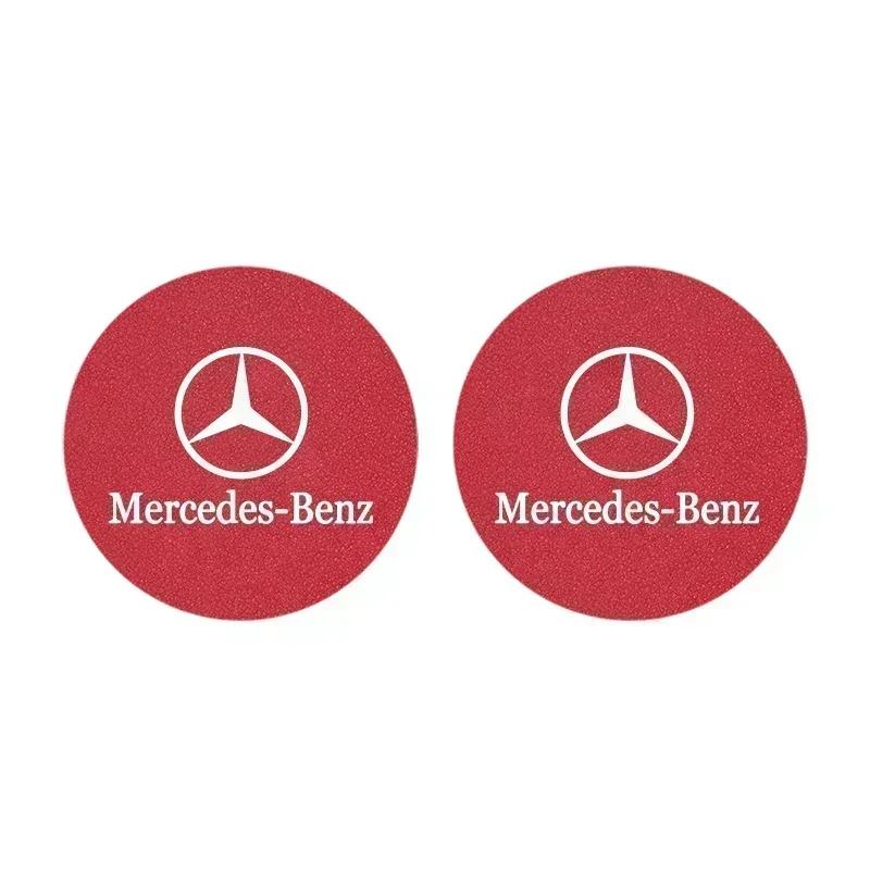 AXX2 2 Pcs Car Water Cup Mat Suede Non-Slip Coaster Accessories For Mercedes Benz AMG W204 W205 W203 W211 W212 W213 W201 W210 W124