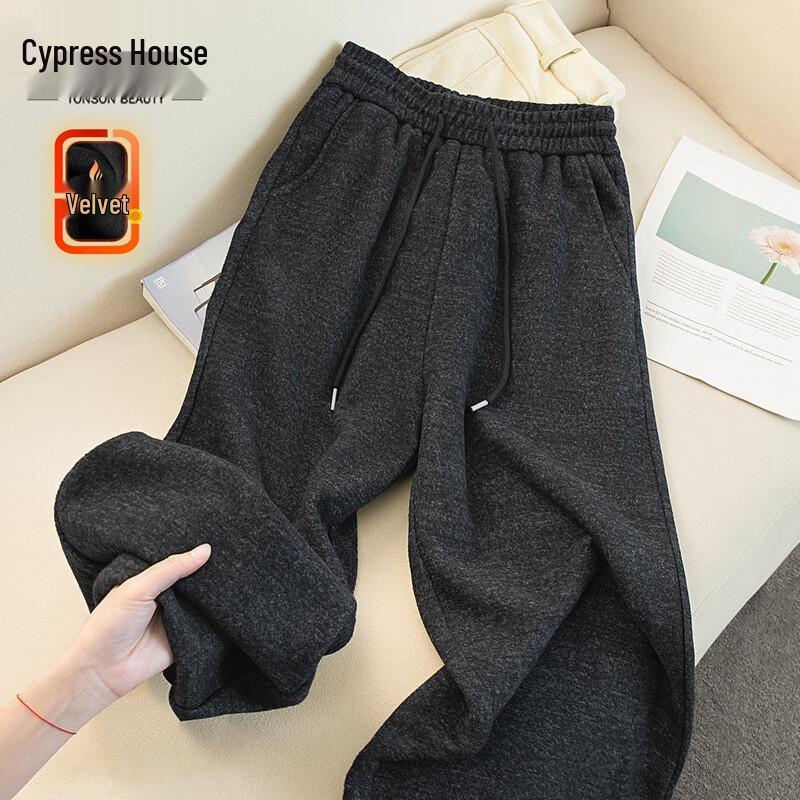 

Sibaishang Women s Fleece-Lined Wide-Leg Casual Pants M