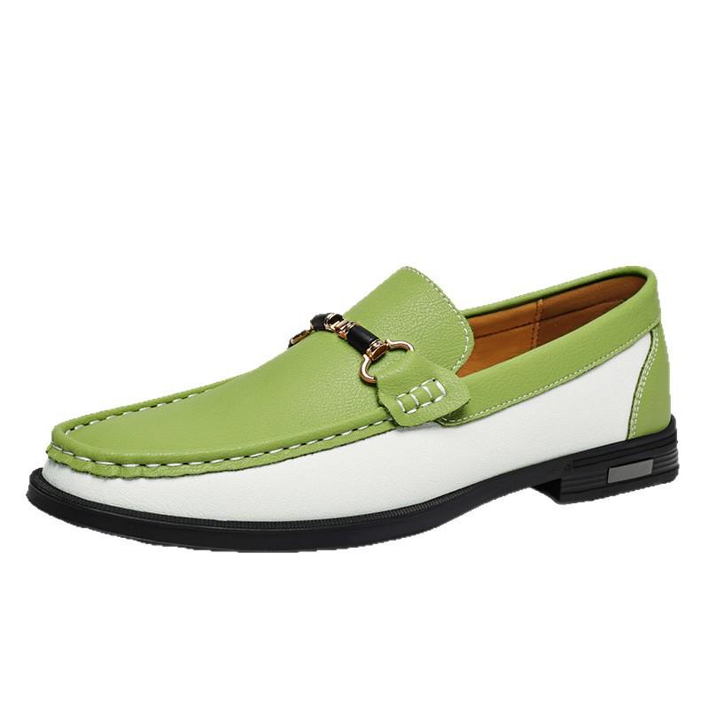 25366 Men's Spring/Summer Low-Top Leather Loafers - Breathable Perforated Design