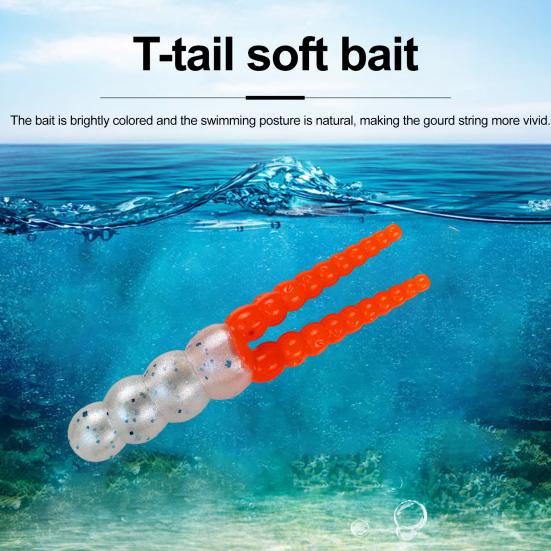 20Pcs 5CM/2G Soft PVC Worm Bait Fork Tail Two-color Bionic Artificial Worm Lure Swimbait Saltwater Freshwater Fishing Accessories