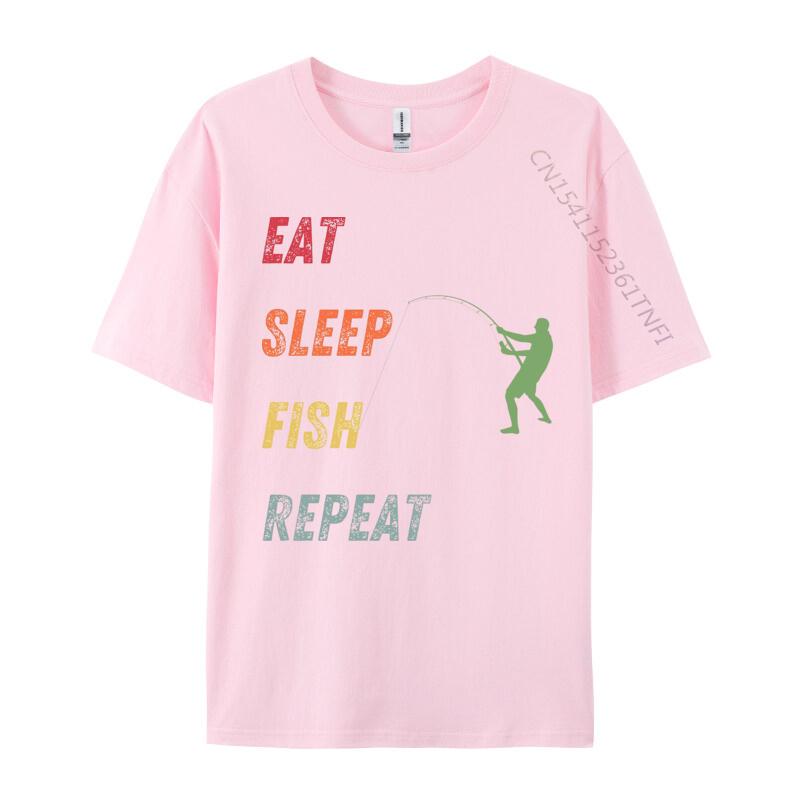 Eat Sleep Fish Repeat TShirt Printed Tops Tees For Men 100 Cotton Fall Fishing Printing Tops Shirt Prevalent