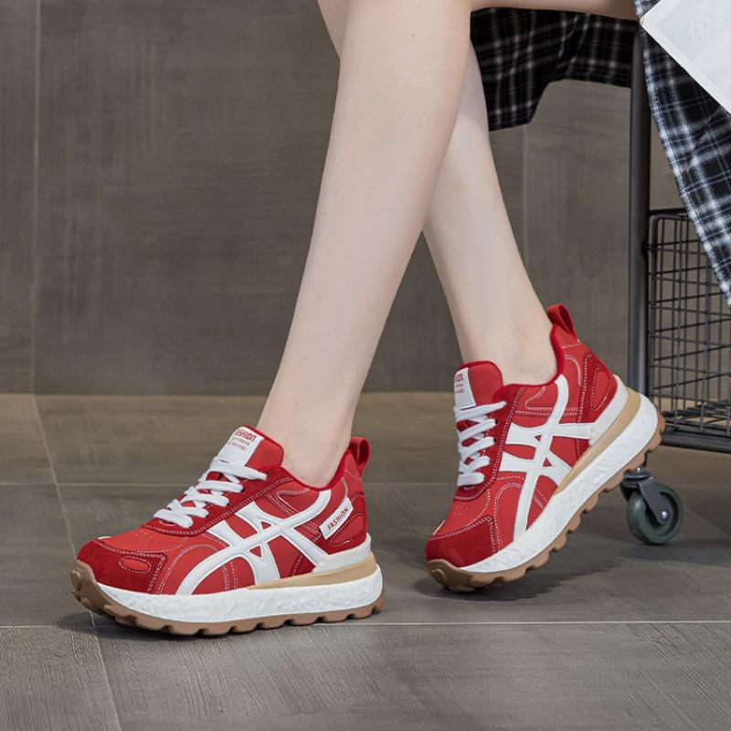 7cm Damen Weiße Sportschuhe, Höhenvergrößernde Sportschuhe, Herbst Casual, Atmungsaktiv, Bequemer Sport