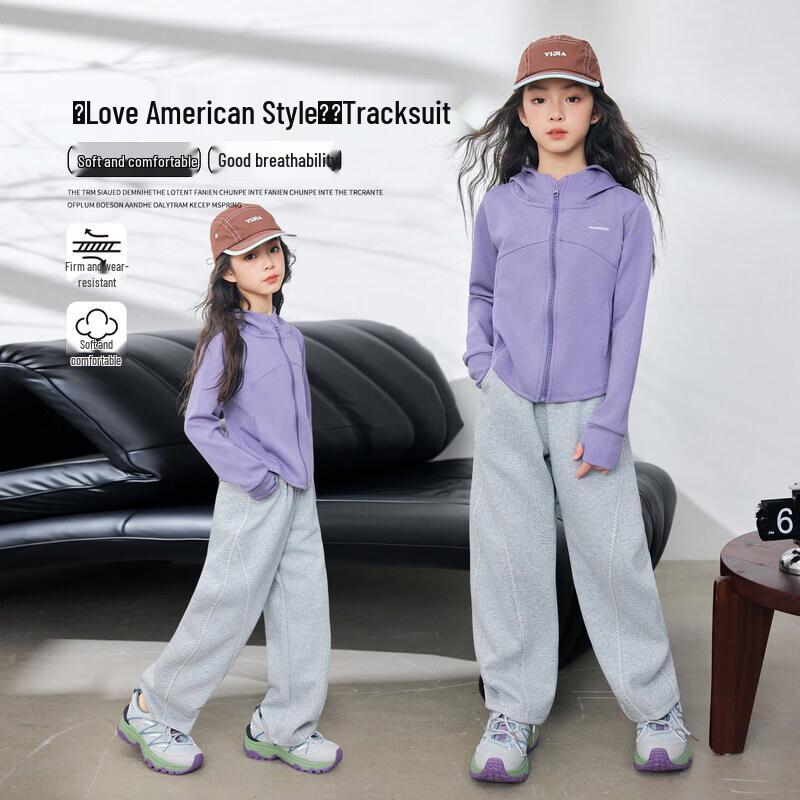 Moonkids Girls' Hooded Pullover Sportswear Set with Fleece-Lined Pants