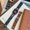 Cartoon Embroidered Denim Leather Watch Strap for Apple Watch Series 11/10/98 Ultra SE