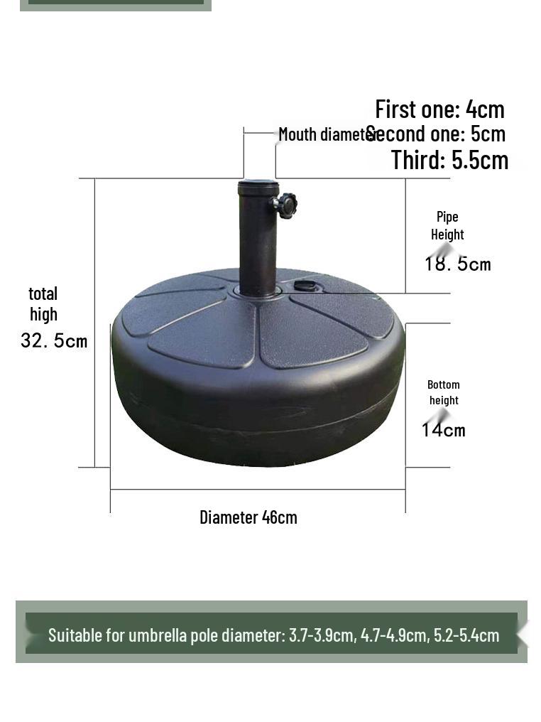 Outdoor Sunshade Parasol Water-Filled Base for Center Pole Umbrella