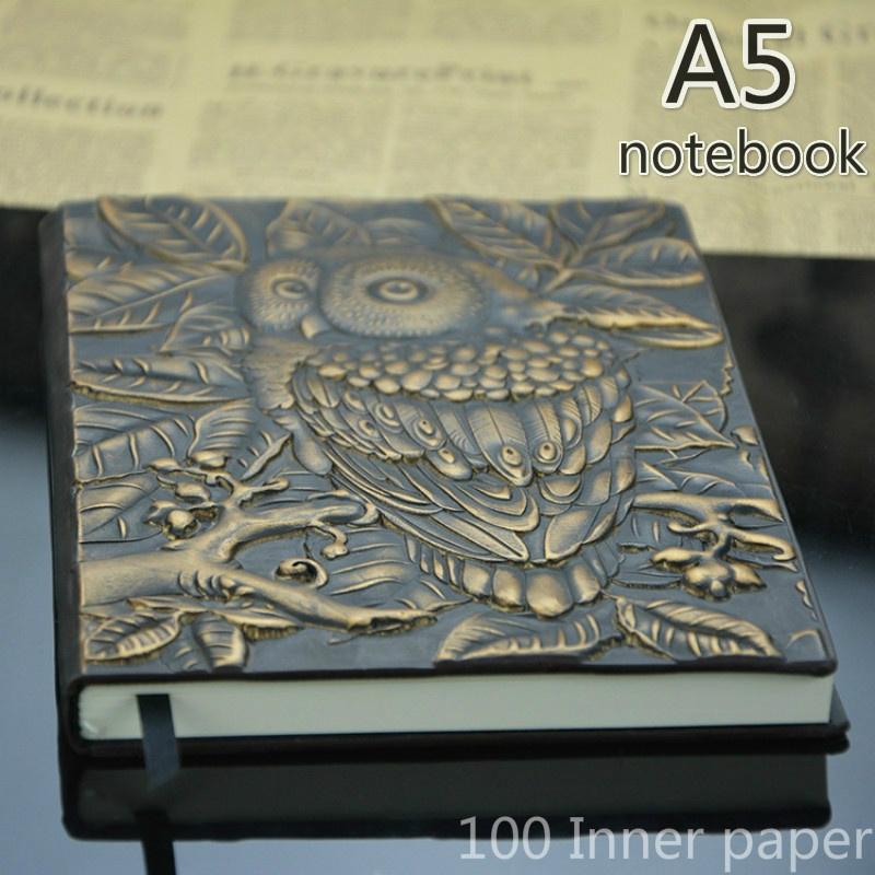 3D Vintage Embossed Leather Owl Printing  Travel Diary A5-Notebook Gifts Notepad 1pcs Note Book
