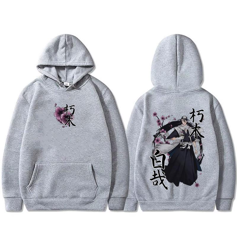 Anime Bleach Kuchiki Byakuya Cherry Blossom Graphic Hoodie Men Women Fashion Casual Oversized Streetwear Male Fleece Pullover