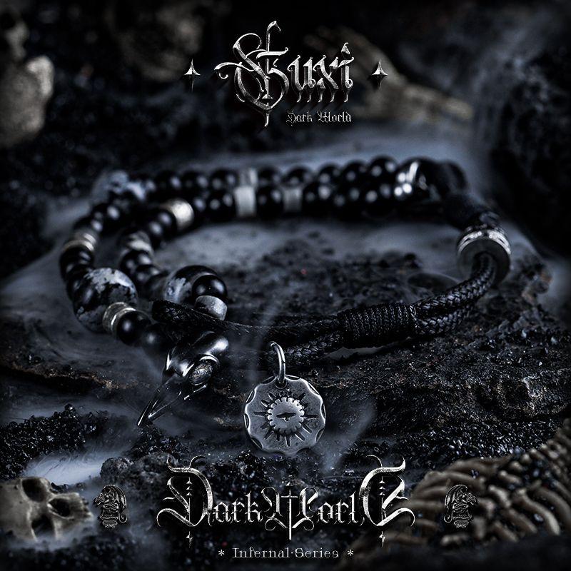 

Мужской модный браслет Raven Guxi Retro из обсидиана S code recommend hand circumference 15-16cm