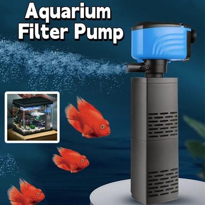 3 In 1 Aquarium Filter Pump Silent Operation Energy Efficient Submersible Filter Black Filter Cotton Adjustable Flow