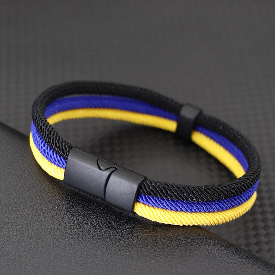Nový tříbarevný náramek pro muže a ženy, barevně sladěný s vlajkou, pletený náramek, barevný třívrstvý sportovní jógový náramek na zápěstí, doplňky