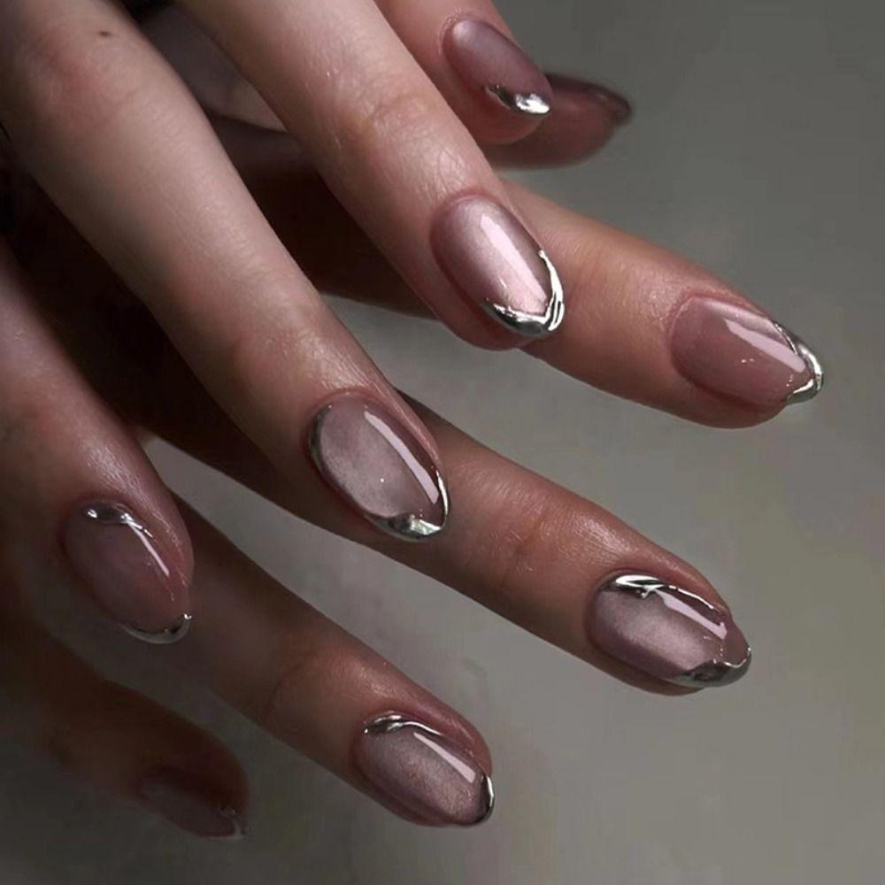 

Gradient Fake Nials Oval Nail Tips Manicure False Nails DIY W1523