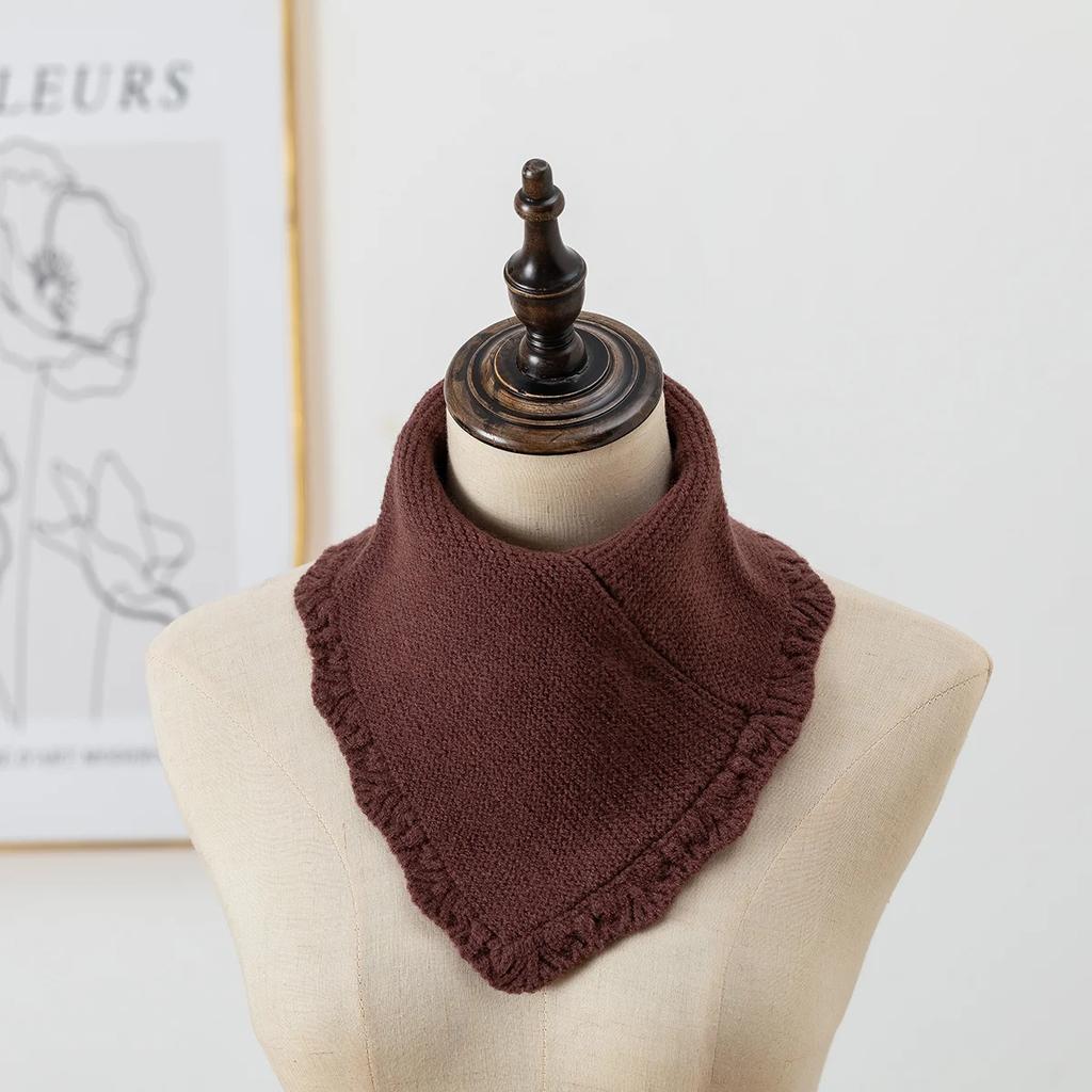 Thick Winter Warm Ring Scarf Women Solid Knitted Striped Collor Neckerchief Outdoor Ski Full Mask Woolen Yarn Bufanda Muffler