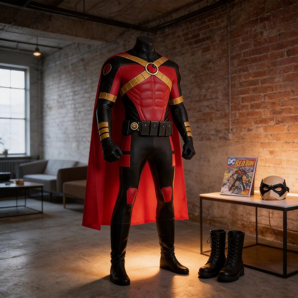 Red Robin Cosplay Costume With 3d Muscular Bodysuit And Wing Cape For Comic Con Events