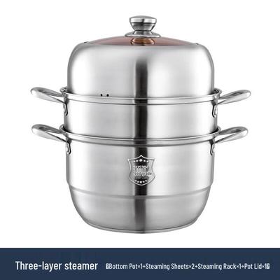 San Jiaolong 304 Stainless Steel 3-Layer Multi-Cooker Steamer