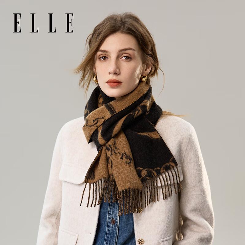 ELLE Women's 100% Merino Wool Jacquard Scarf