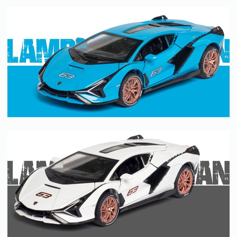1:32 Scale Lambo Sian Model Car, Zinc Alloy Pull Back Toy Car with Sound and Light for Kids Boys Girl, Vehicle Collection Replica Scale Car Models