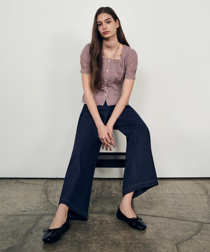 Laneonkyulleoseu Denim-Like Wide Pants_Navy