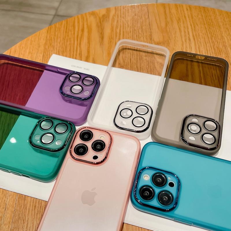 Color Clear Lens Flim Protect Case for iPhone 16 Plus 15 14 13 12 Pro Max 11 Shockproof Slim Tpu Soft Phone Cover