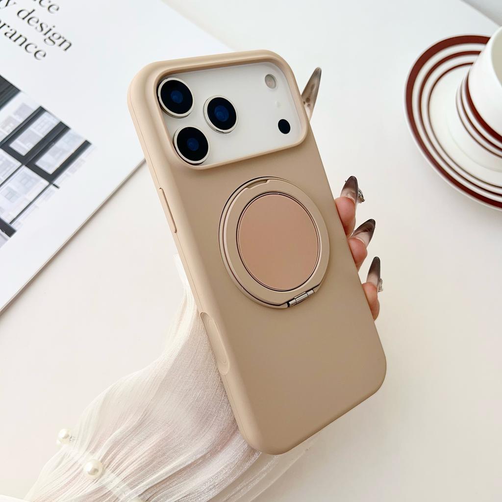 Custodia in Silicone Liquido Lussuosa con Supporto ad Anello Rotante a 360° per iPhone 17 Air 16 E 15 14 Plus 13 12 Pro Max Copertura con Supporto
