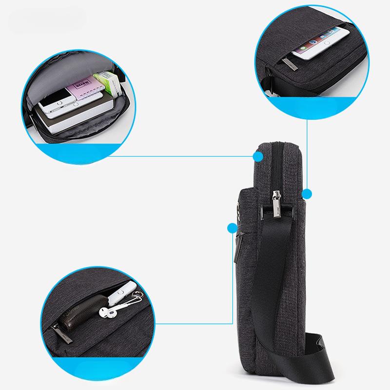 Men's Shoulder Bag Business Casual Outdoor Men's Cross Bag Korean Vertical Crossbody Bag with Headphone Hole