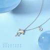 Dolphin Love Necklace S925 Sterling Silver Cute Fairy Wind Collarbone Chain Micro Moonstone Pendant
