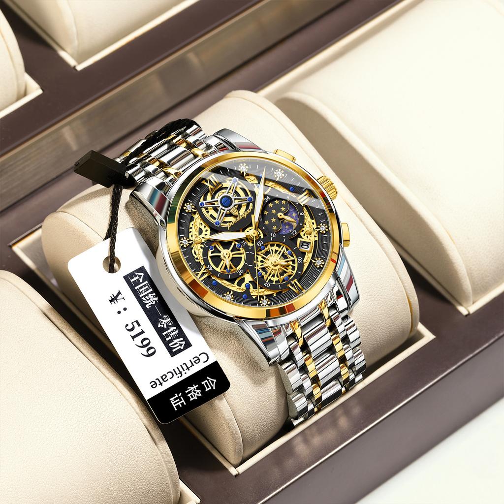 Luxury Hollow Men'S Watch Waterproof Luminous Quartz Watch