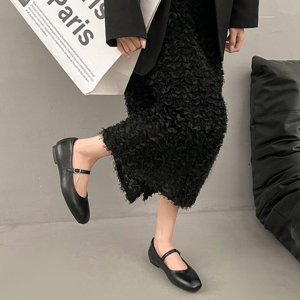 Mary Jane Single Shoes Thick Heel Shoes Elegant Classic Retro Square Toe Comfortable Soft Shallow Cut Low Heel Women's Shoes