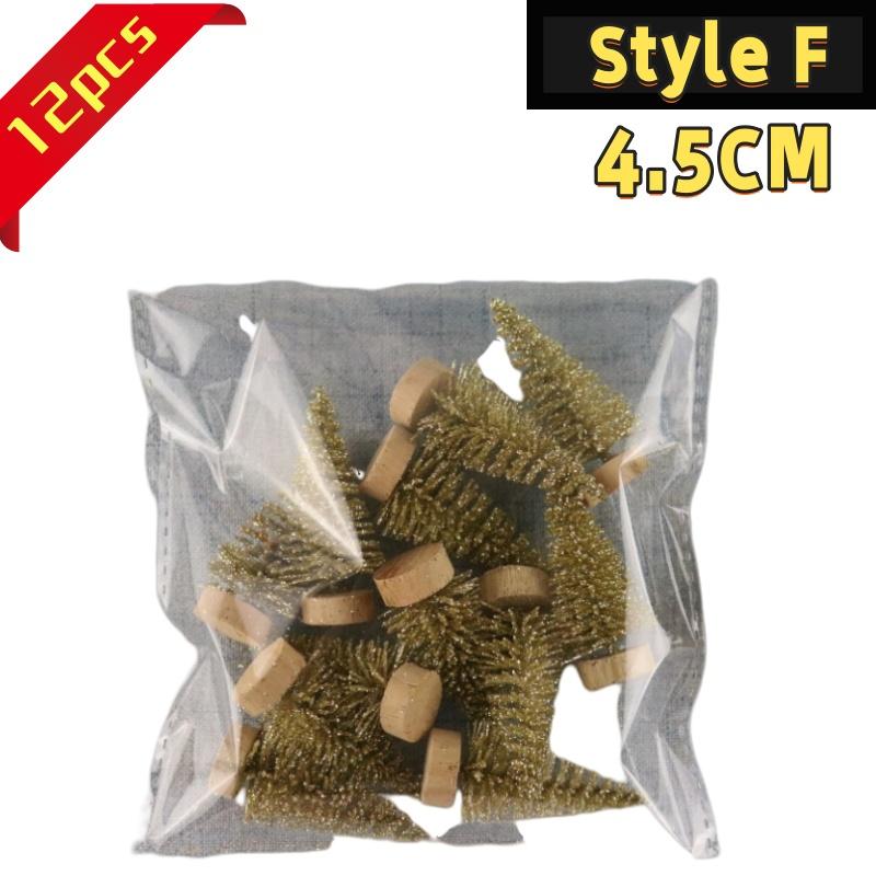 12Pcs Mini Christmas Desktop Miniature Pine Tree Micro Landscaping 4.5/6.5Cm Sisal Silk Cedar Tree Ornamen Navidad Xmas Decor