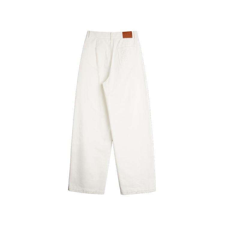 Elle Fashion Loose Cotton Slimming Commuter Straight Leg Casual Pants Women bottoms White EQ51162