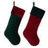 1Pc Plaid Pattern Red Green Christmas Stocking Flannel Fine Texture Stocking Gift Bag Home Decor
