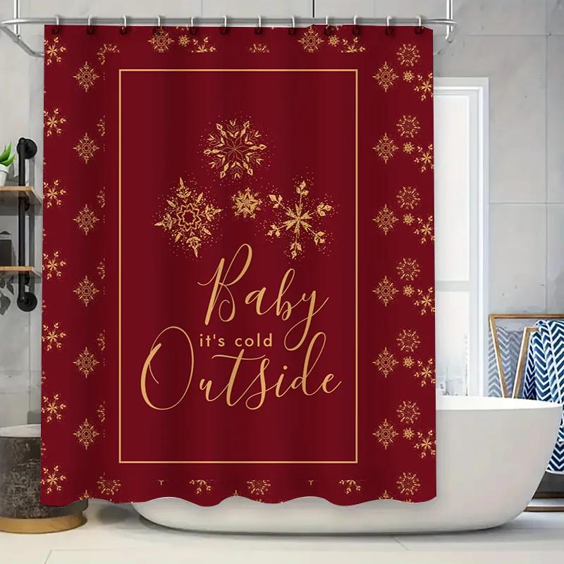 

Cozy Winter Shower Curtain With Snowflake Design Perfect For Home Bath Decor Cold Weather Season W60H190(CM)-1 Pcs