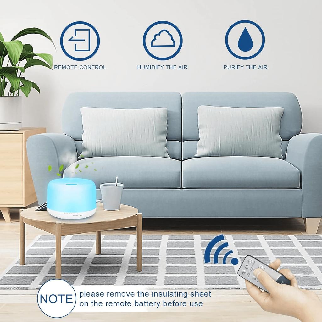 Multi-Function Essential Oil Diffuser 300ML Colorful Night Light Aromatherapy Humidifier With Remote Control & 3 Bottle Gift Set