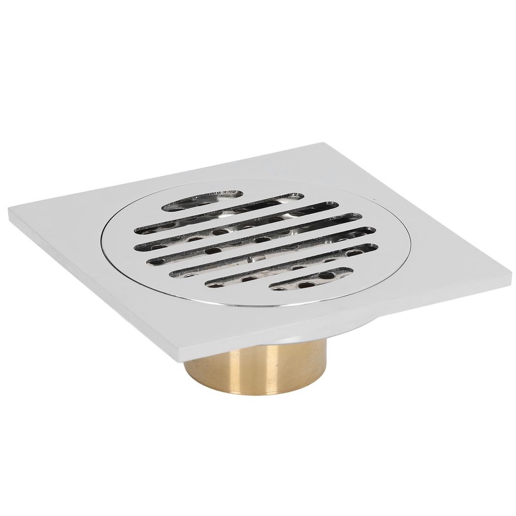Shower Floor Drain Stainless Steel Copper Electroplated Round Lid Large Discharge Draining Part for