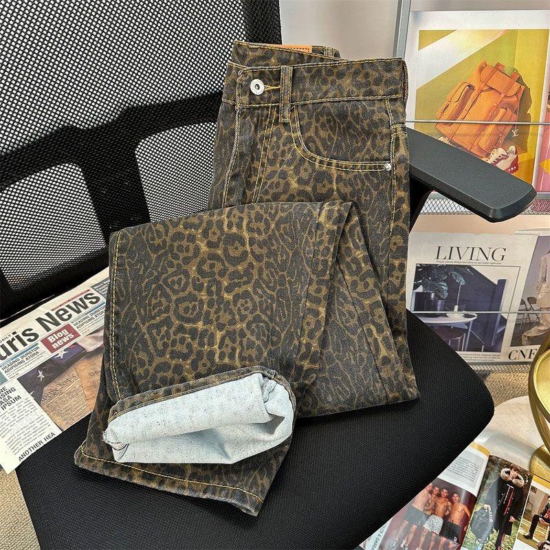 DRIPX Jeans Mimetici a Ramo Stile Americano Lavaggio Vecchio Gamba Larga Retro Larghi Tendenza Moda Jeans Dritti da Strada Pantaloni Mimetici Y2K