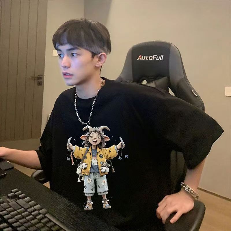 Summer new boys handsome short-sleeved t-shirt pure cotton loose round neck casual t-shirt top