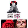3 Stück Día de los Muertos Kostüm Zuckerschädel Kostüm Blumen Stirnbänder Rosen Temporäre Tätowierte Gesicht Aufkleber für Frauen