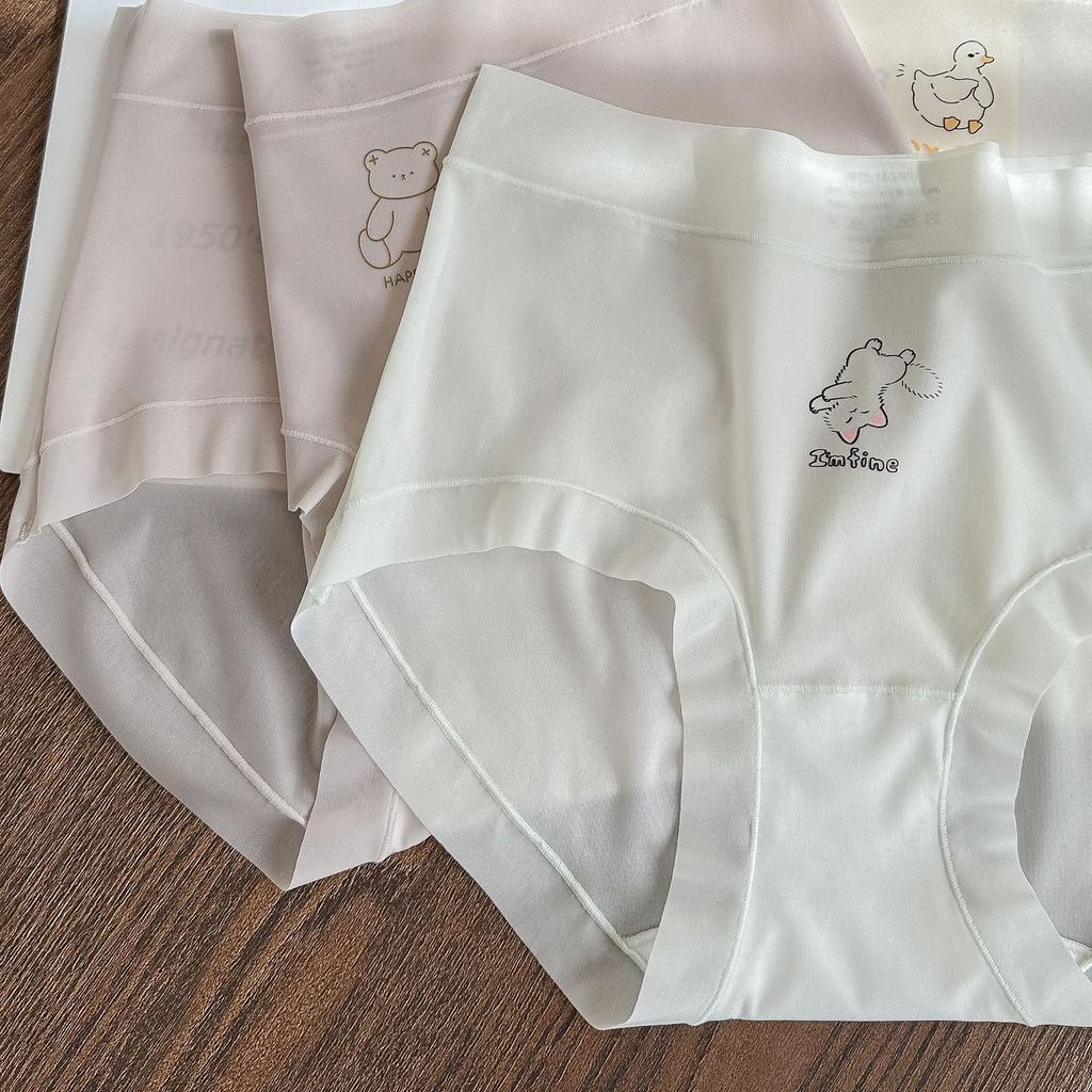 Women's Panties Cartoon Ice Silk Underwear Women's Non-trace Anti-bacterial Ultra-thin Briefs for Girls