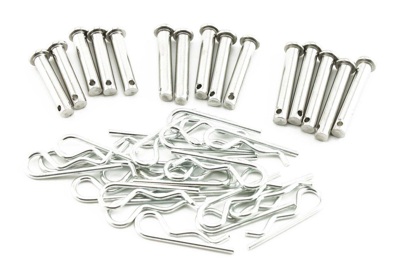 

navire pieces Stainless steel round head pins set for connecting agricultural and [3-size set] (5 each) & R-pins (20 pieces) machinery, tractors,