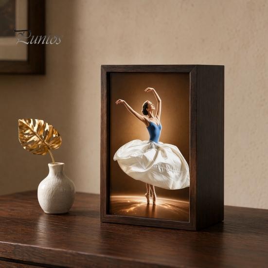 Schreibtisch-Taschentuchbox-Abdeckung Nussbaumholz-Box, mit künstlerischem Ballettänzer-Rock-Design, Nachttisch-Organizer Mehrzweck-Papiertuchhalter für Zuhause