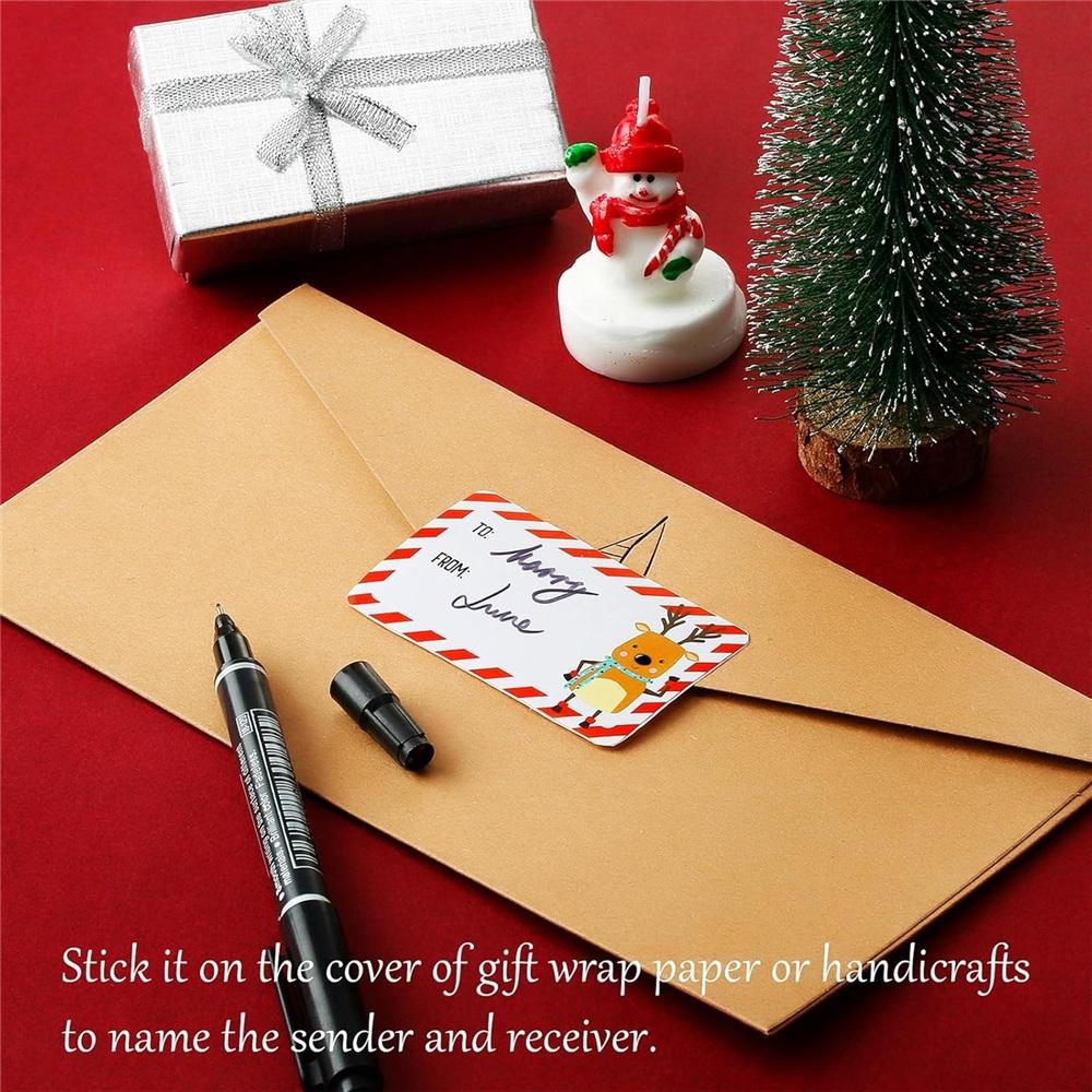 500pcs Christmas Self-Adhesive Gift Tags – 2x1.5 Inch Foil Labels With 5 Classic Designs For Holiday Gifts, Birthday, Special Occasions