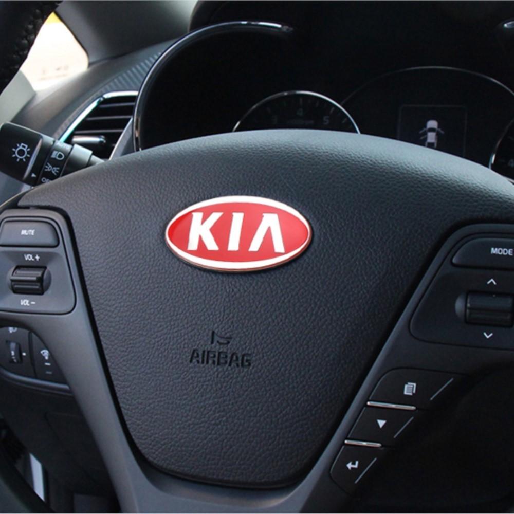 8.5*4.3cm Aluminium Emblem Decal Car Steering Wheel Center Badge Sticker For KIA K2 K3 K5 KX5 GT Rio Optima Sorento Accessories